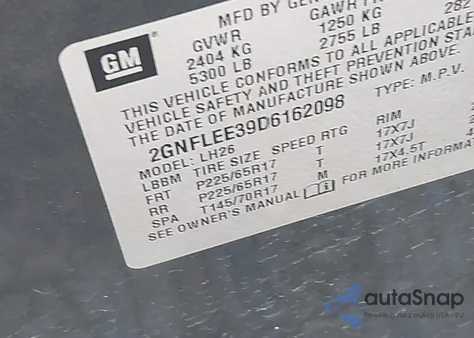 2013 Chevrolet Equinox 1Lt from USA, damaged, VIN 2GNFLEE39D6162098